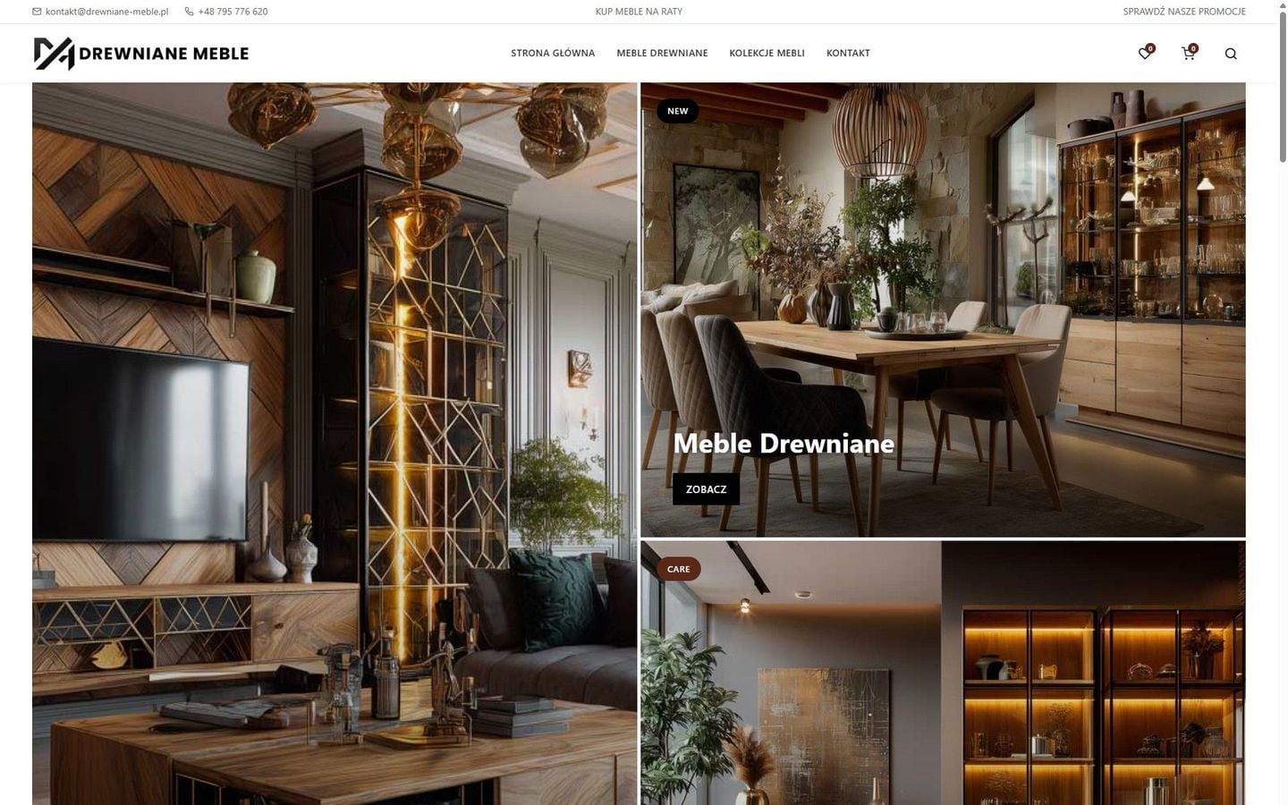 Drewniane Meble — sklep z litego drewna — widok desktop