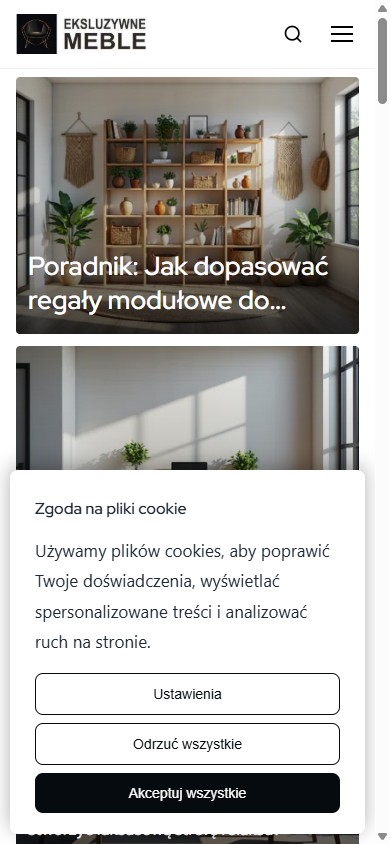 Ekskluzywne Meble — serwis o luksusie wnętrz — widok mobile