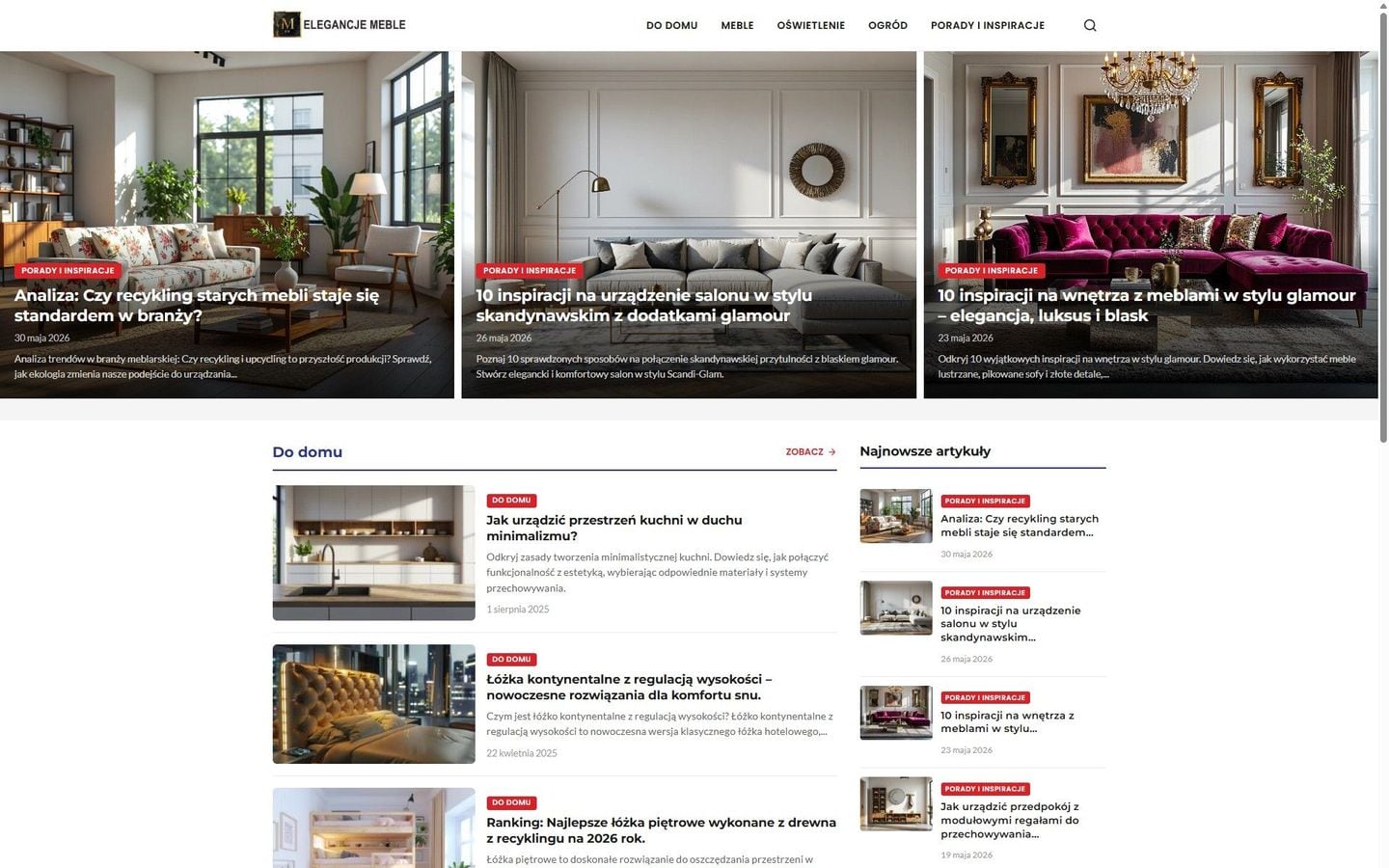 Eleganckie Meble — serwis o stylu glamour — widok desktop