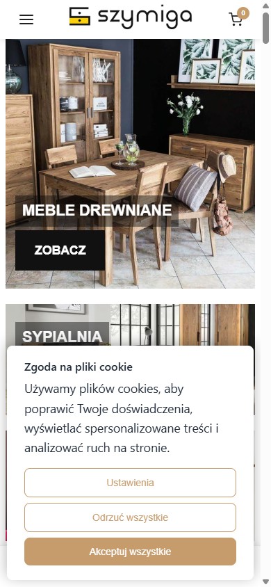 SZYMIGA — sklep z meblami drewnianymi — widok mobile