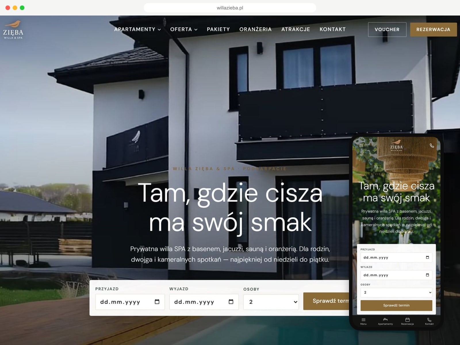 Strona główna Willa Zięba & SPA — prywatna willa SPA z basenem na Podkarpaciu
