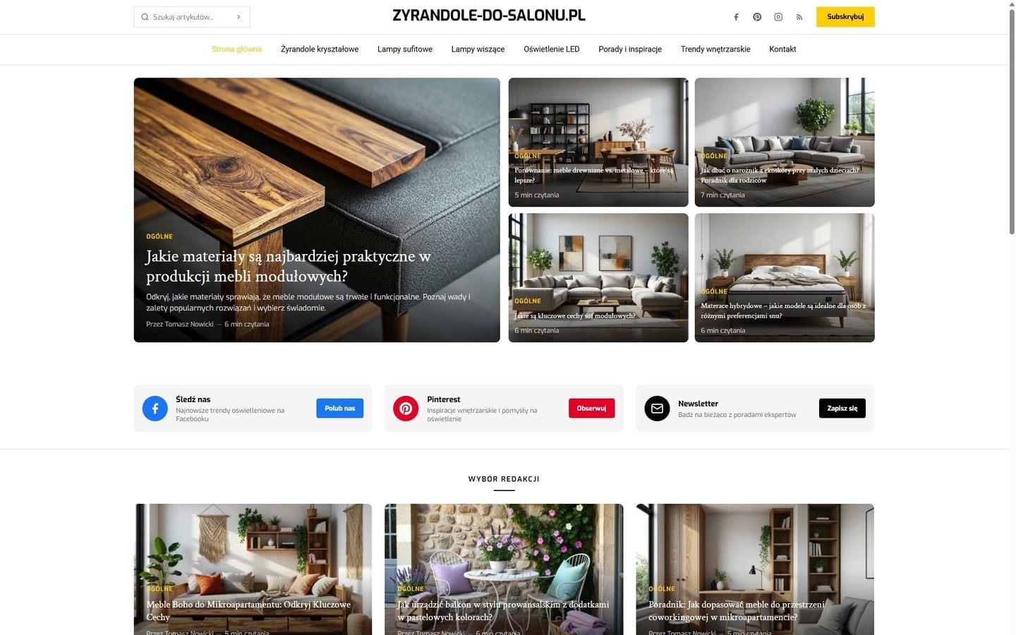 Żyrandole do Salonu — przewodnik niszowy — widok desktop